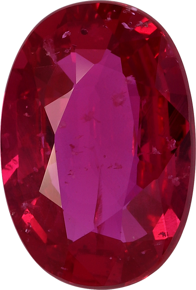Oval cut mozambique ruby, 12.06 by 8.26 mm, shown at actual size