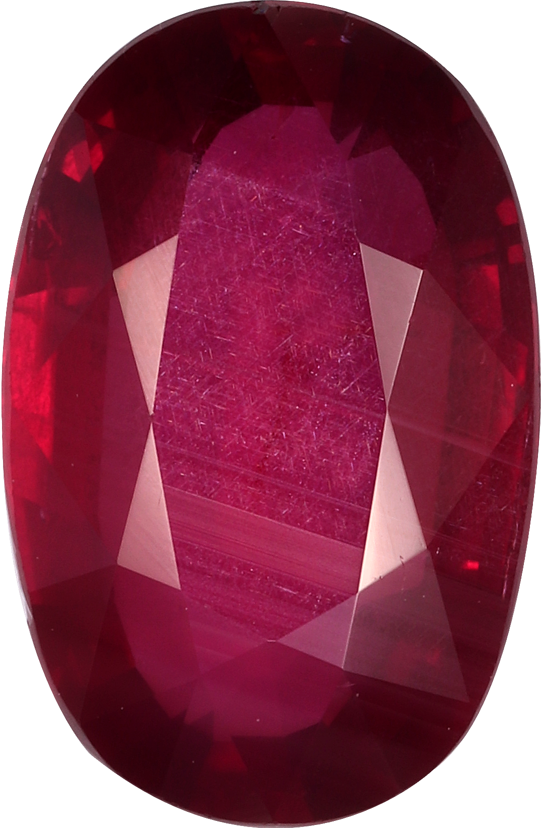 Oval cut mozambique ruby, 10.71 by 7 mm, shown at actual size