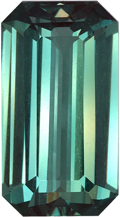 Rectangular cut alexandrite, 10.25 by 5.63 mm, shown at actual size