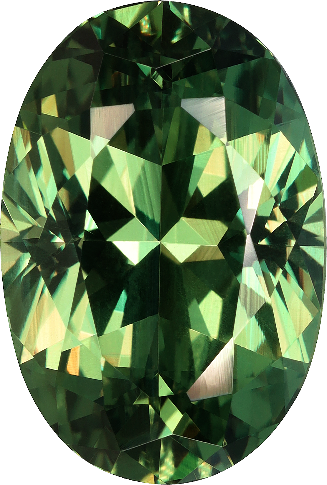 Oval cut alexandrite, 15.12 by 10.21 mm, shown at actual size
