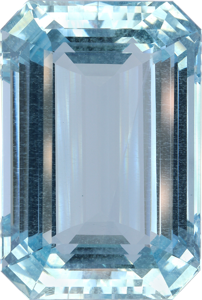 Rectangular cut aquamarine, 29.7 by 20.02 mm, shown at actual size