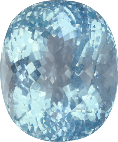 Cushion cut aquamarine, 20.5 by 17 mm, shown at actual size