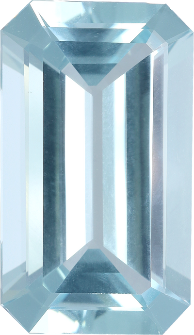 Rectangular cut aquamarine, 21.33 by 12.37 mm, shown at actual size