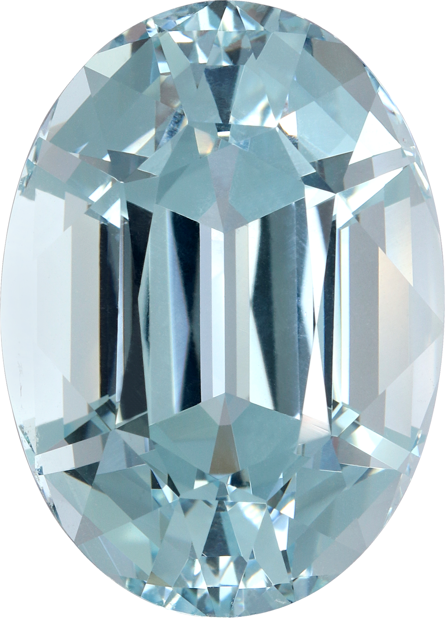 Oval cut aquamarine, 22.7 by 16.5 mm, shown at actual size