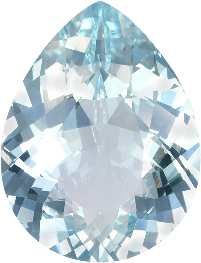 Pear cut aquamarine, 19.52 by 14.84 mm, shown at actual size