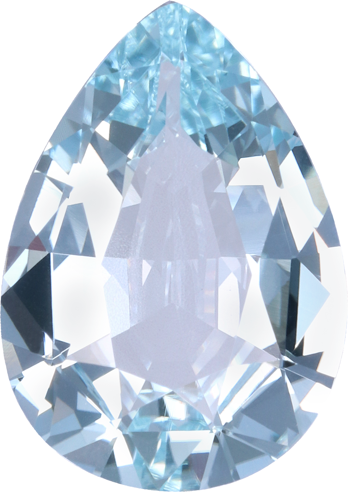 Pear cut aquamarine, 14.07 by 9.96 mm, shown at actual size