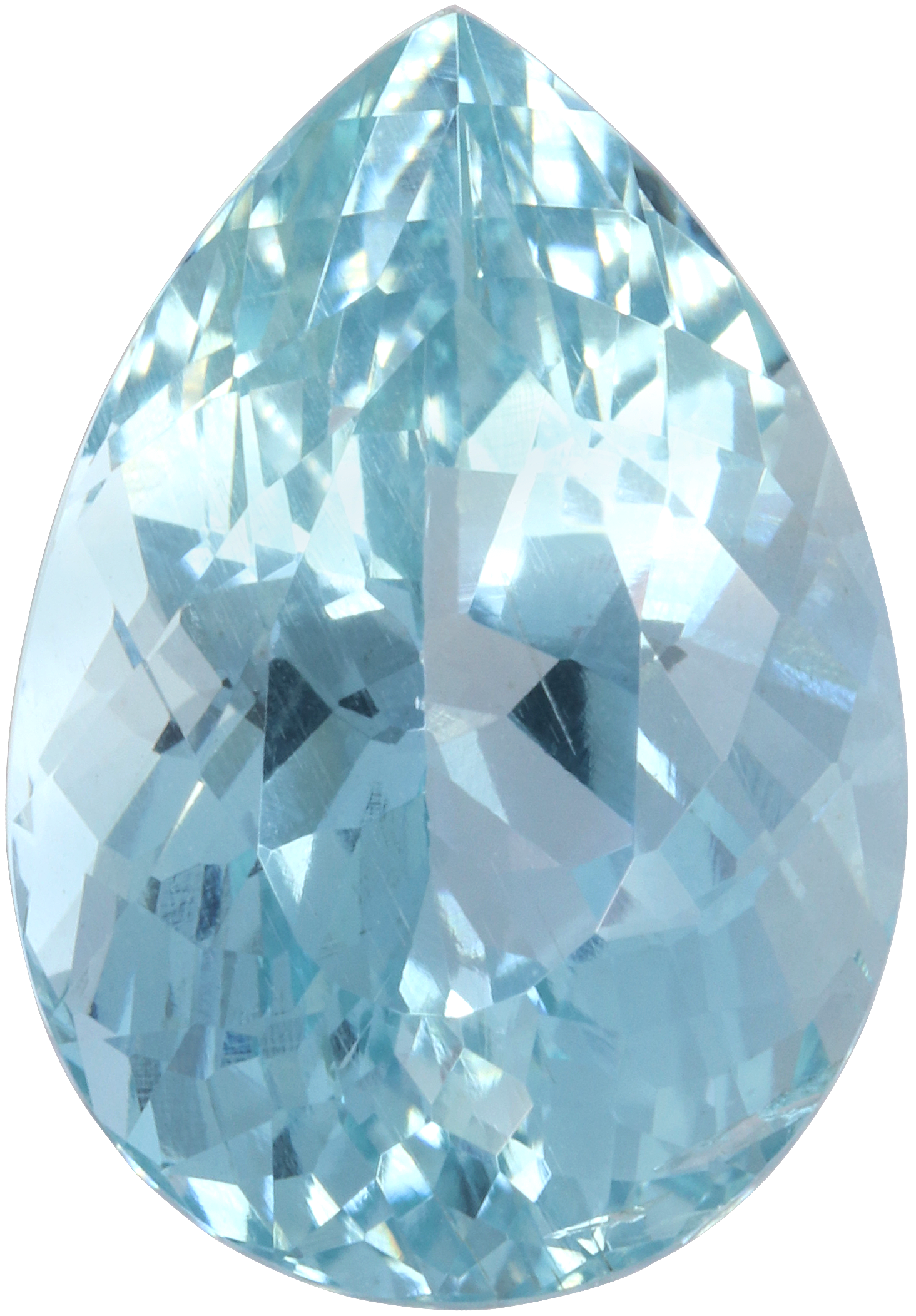 Pear cut aquamarine, 13.5 by 9.5 mm, shown at actual size