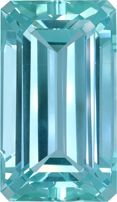 Rectangular cut aquamarine, 31.95 by 18.8 mm, shown at actual size