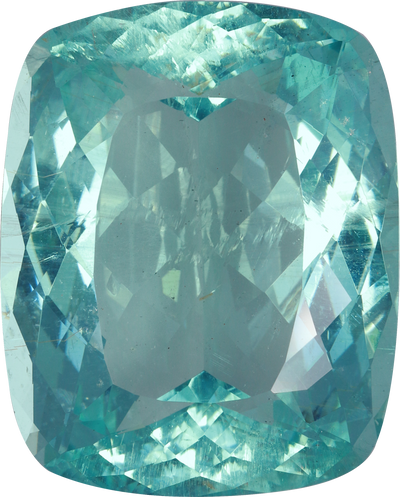 Cushion cut aquamarine, 28.38 by 22.78 mm, shown at actual size