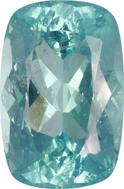 Cushion cut aquamarine, 24.38 by 15.98 mm, shown at actual size