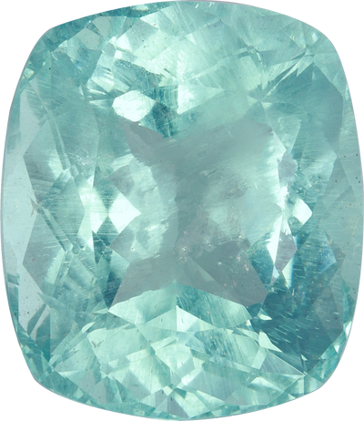 Cushion cut aquamarine, 20.85 by 18.1 mm, shown at actual size