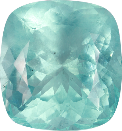 Cushion cut aquamarine, 23.69 by 22.15 mm, shown at actual size