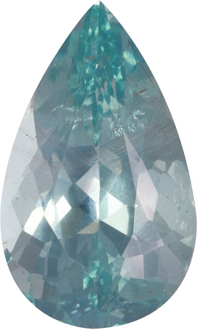Pear cut aquamarine, 15.63 by 9.34 mm, shown at actual size