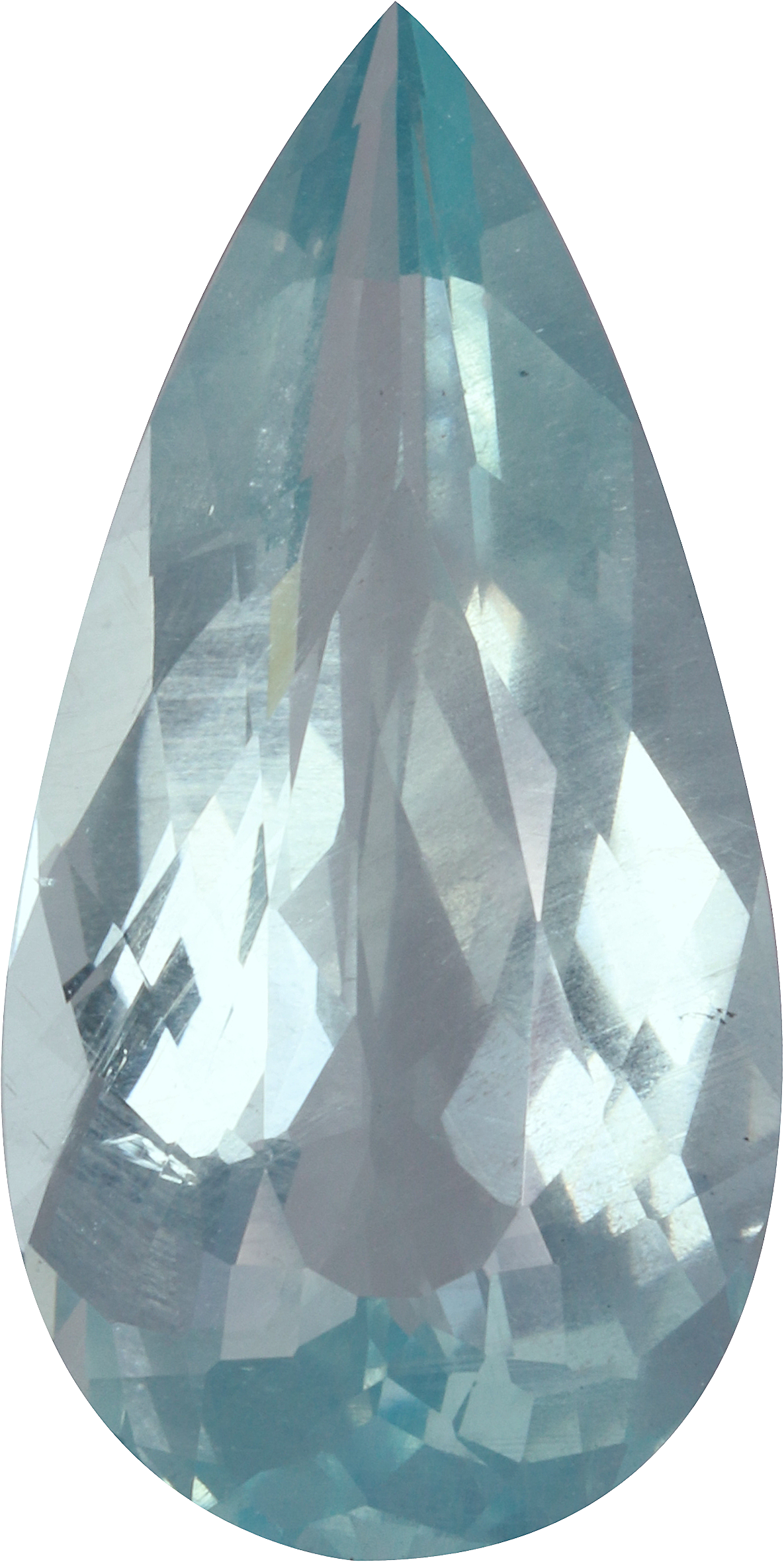Pear cut aquamarine, 21.93 by 10.93 mm, shown at actual size
