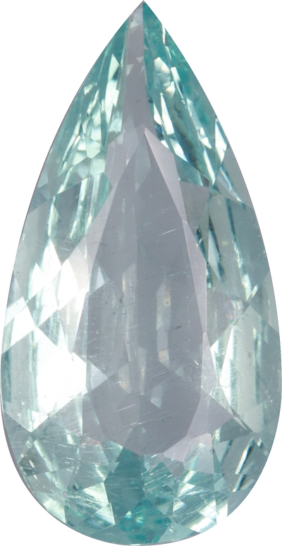 Pear cut aquamarine, 16.75 by 8.72 mm, shown at actual size