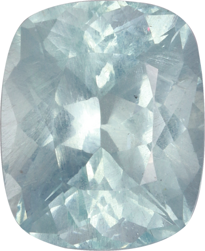 Cushion cut aquamarine, 10.9 by 9 mm, shown at actual size