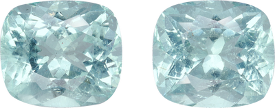 Cushion cut aquamarine, 13.52 by 11.9 mm, shown at actual size