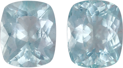 Cushion cut aquamarine, 11.06 by 9.13 mm, shown at actual size