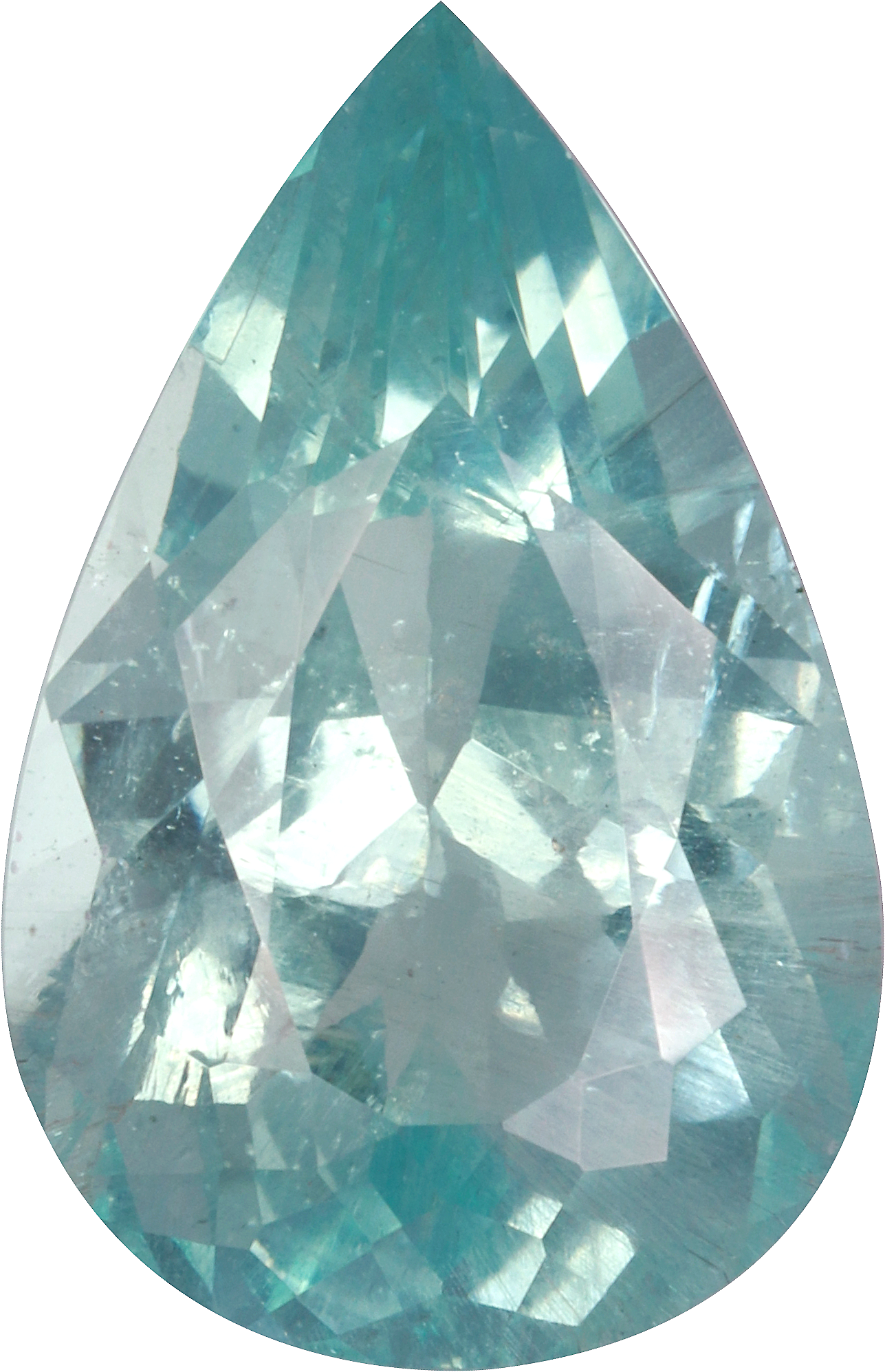 Pear cut aquamarine, 18.55 by 11.91 mm, shown at actual size