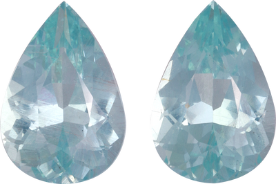 Pear cut aquamarine, 13.04 by 8.96 mm, shown at actual size