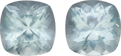 Cushion cut aquamarine, 10.24 by 10.21 mm, shown at actual size