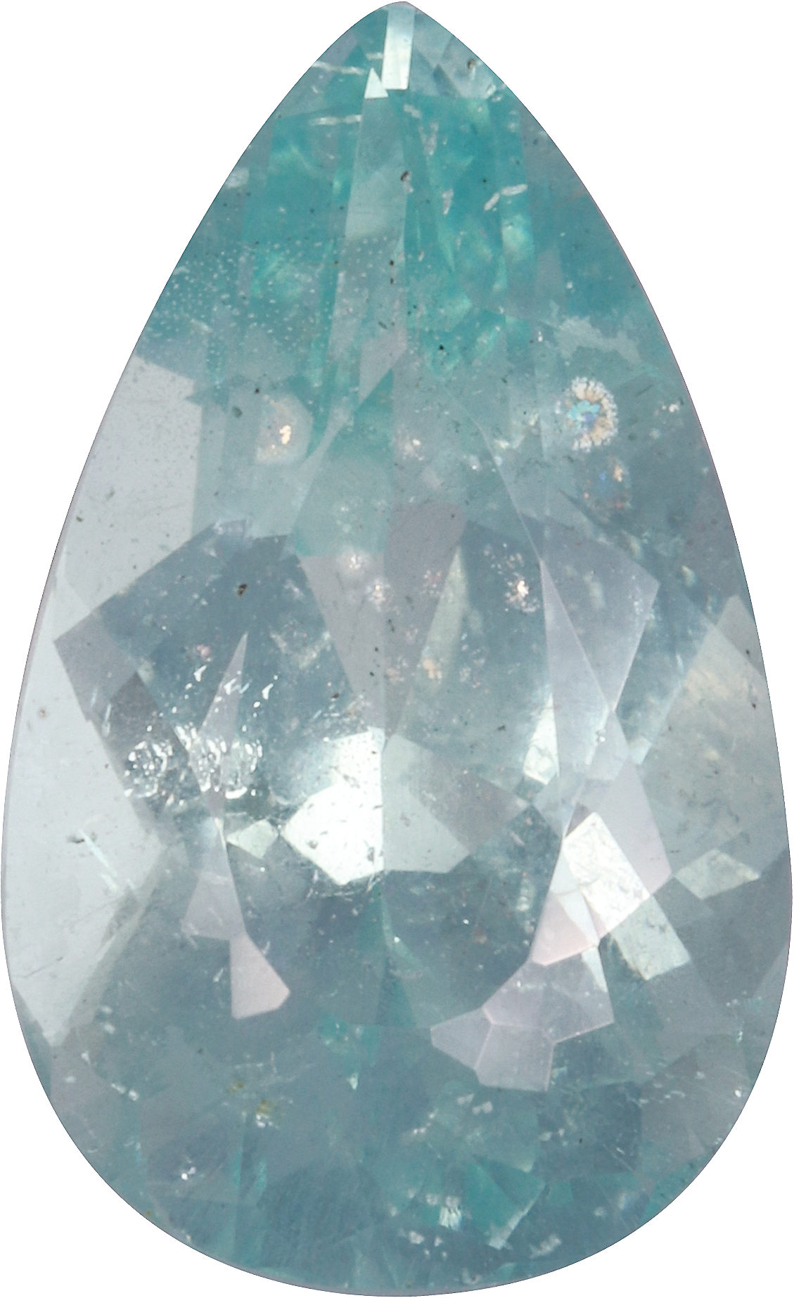 Pear cut aquamarine, 14.8 by 9.03 mm, shown at actual size