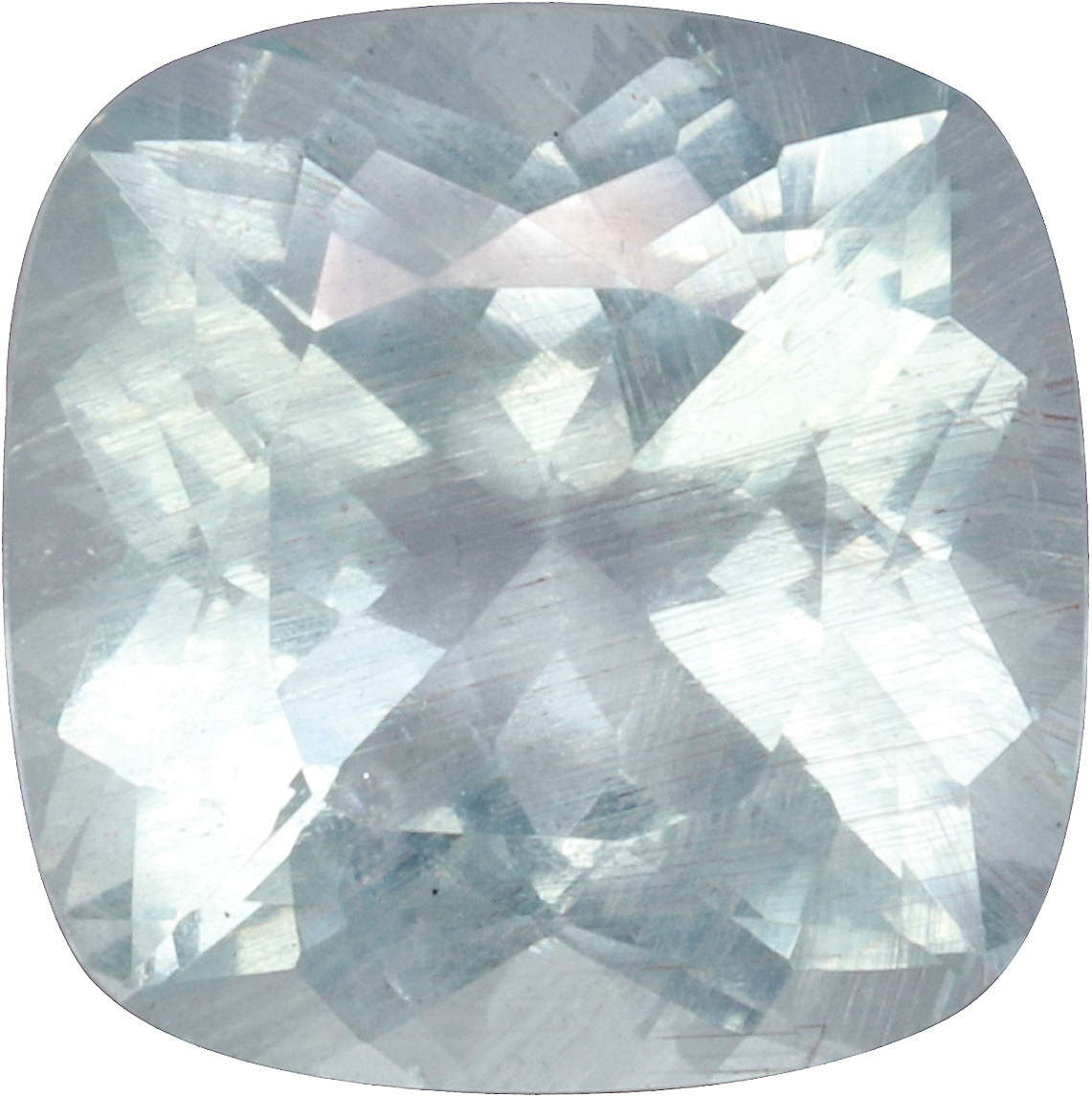 Cushion cut aquamarine, 9.25 by 9.22 mm, shown at actual size