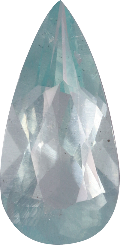 Pear cut aquamarine, 14.13 by 6.97 mm, shown at actual size