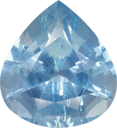 Pear cut aquamarine, 24.84 by 22.67 mm, shown at actual size