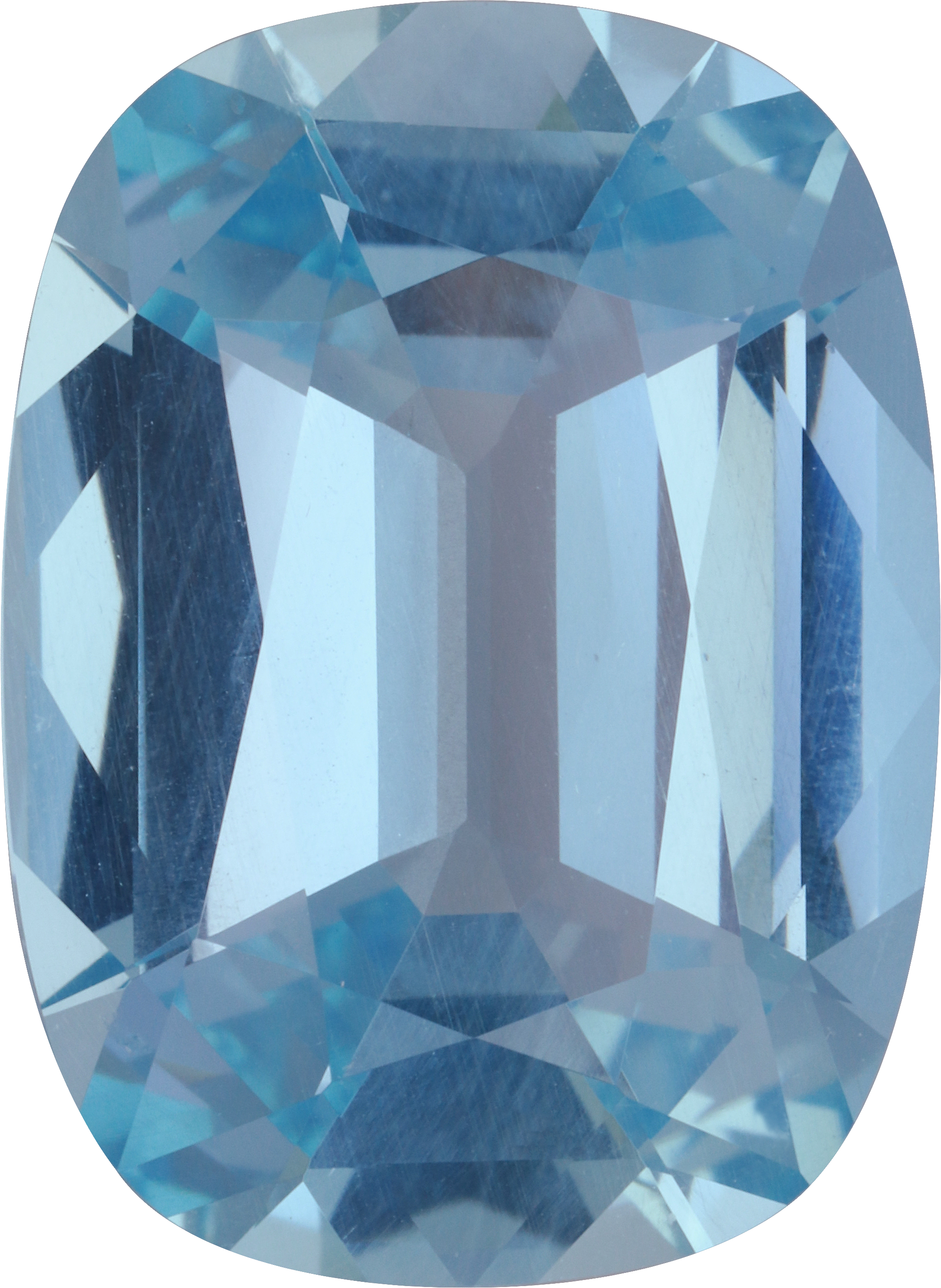 Cushion cut aquamarine, 25.25 by 18.58 mm, shown at actual size