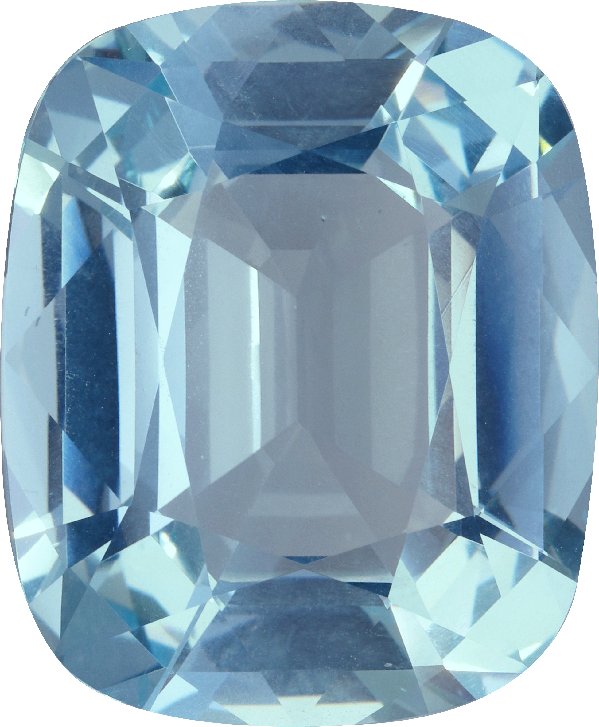Cushion cut aquamarine, 23.49 by 19.26 mm, shown at actual size