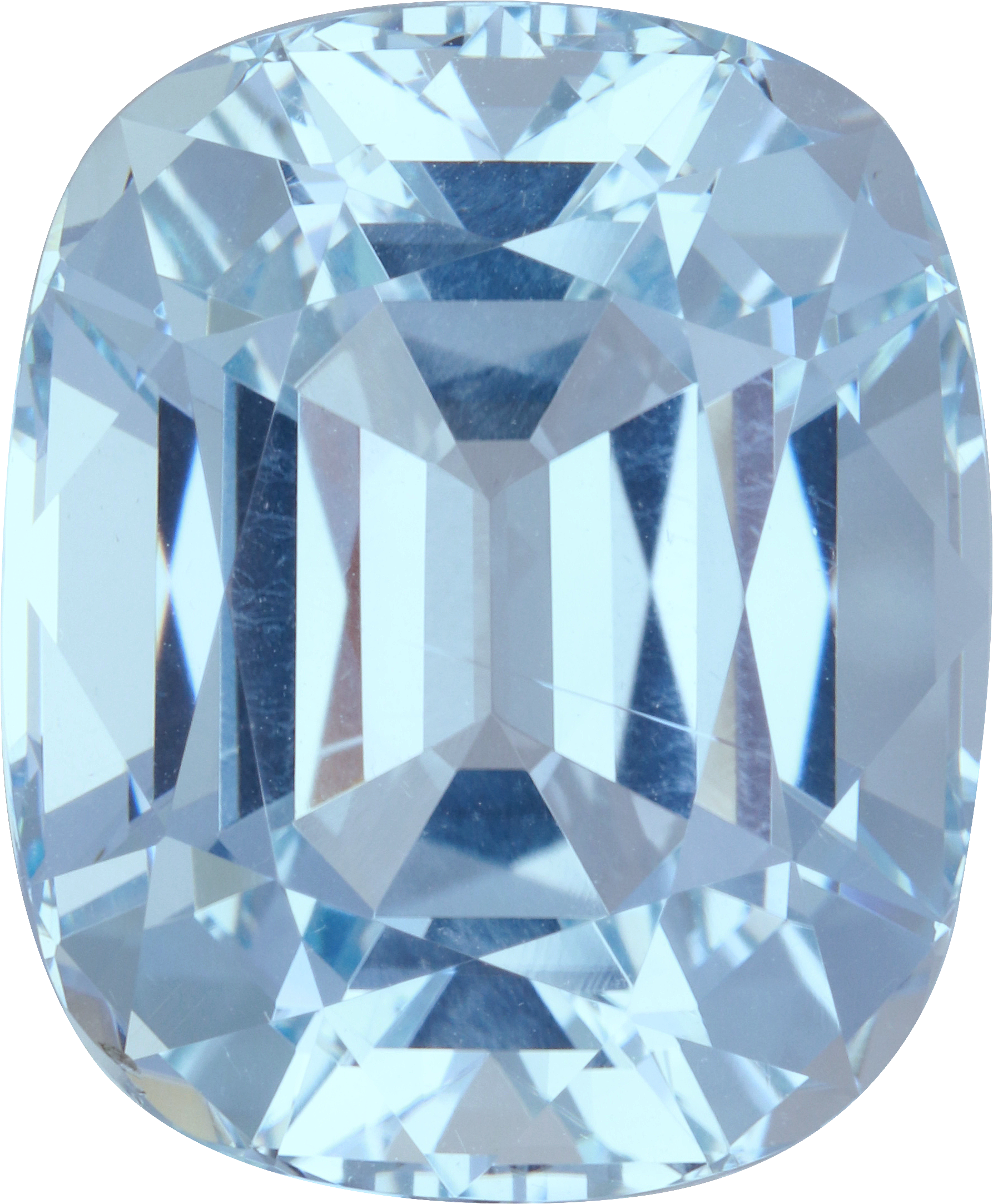 Cushion cut aquamarine, 19.87 by 16.4 mm, shown at actual size