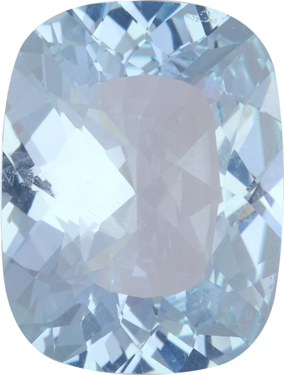 Cushion cut aquamarine, 17.99 by 13.67 mm, shown at actual size
