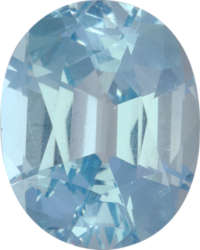 Oval cut aquamarine, 11.46 by 9.19 mm, shown at actual size