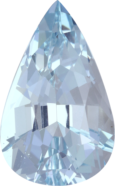Pear cut aquamarine, 16.74 by 10.31 mm, shown at actual size