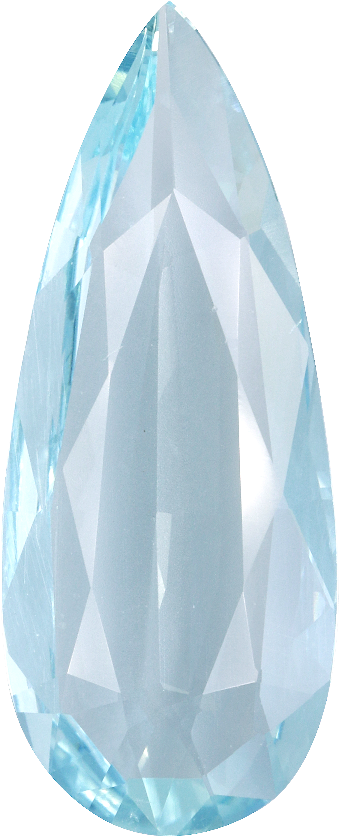 Pear cut aquamarine, 30.8 by 12.51 mm, shown at actual size