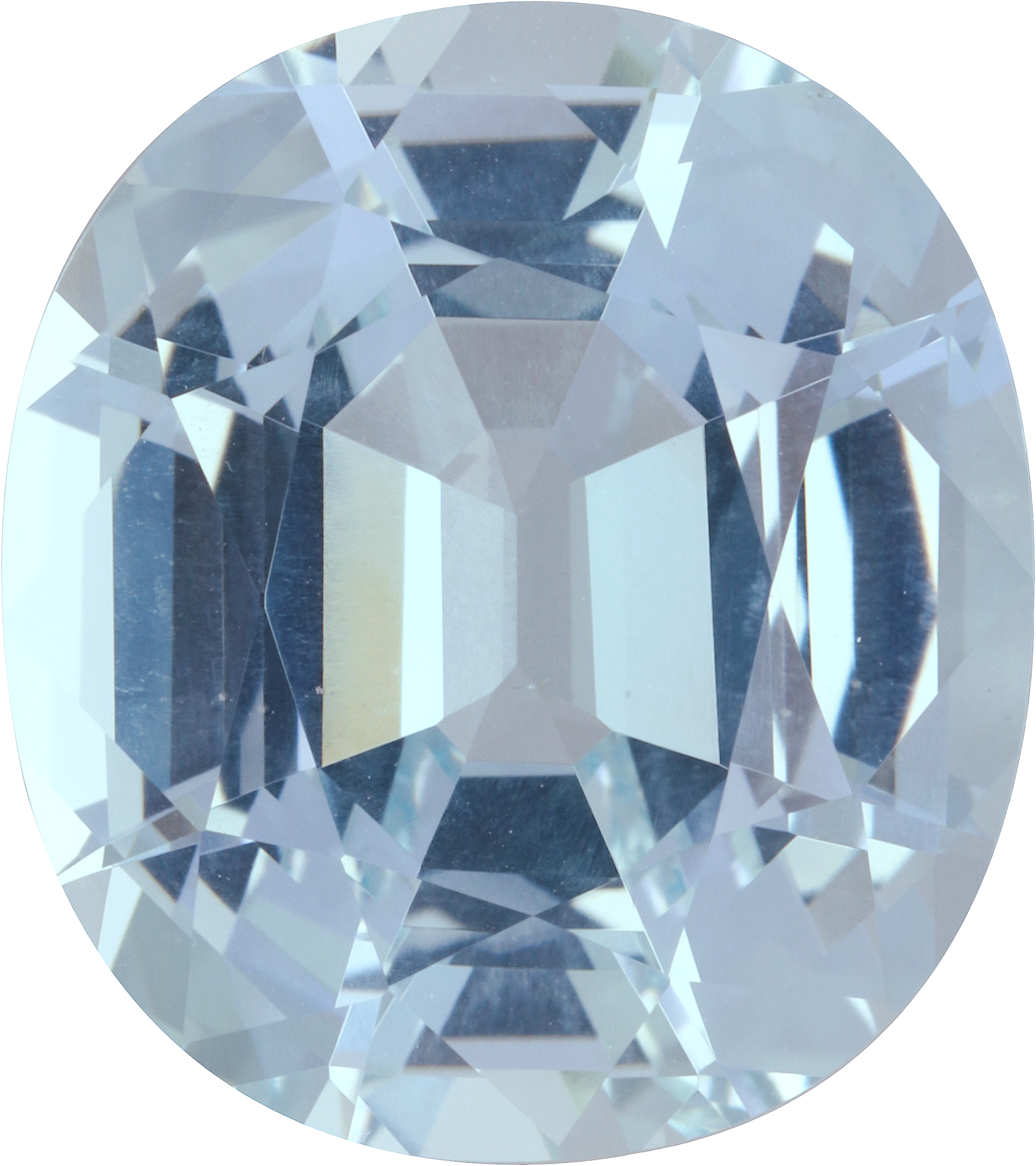 Oval cut aquamarine, 18.1 by 16.11 mm, shown at actual size