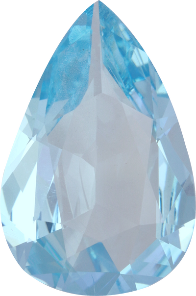 Pear cut aquamarine, 16.77 by 11.14 mm, shown at actual size