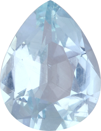Pear cut aquamarine, 15.06 by 11.58 mm, shown at actual size