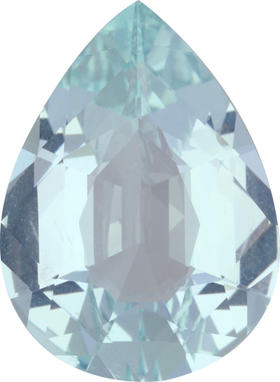 Pear cut aquamarine, 18 by 13.17 mm, shown at actual size