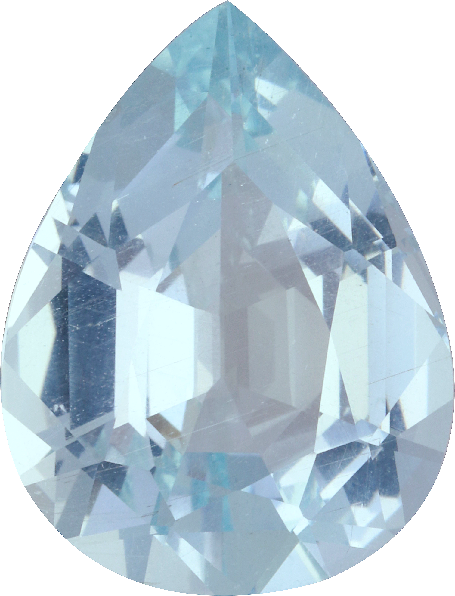 Pear cut aquamarine, 18.34 by 13.95 mm, shown at actual size