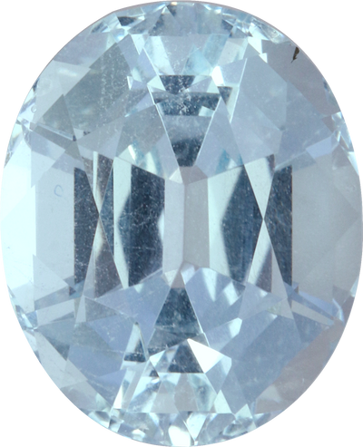 Oval cut aquamarine, 10.99 by 8.97 mm, shown at actual size
