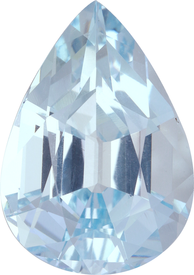 Pear cut aquamarine, 18.7 by 13.26 mm, shown at actual size