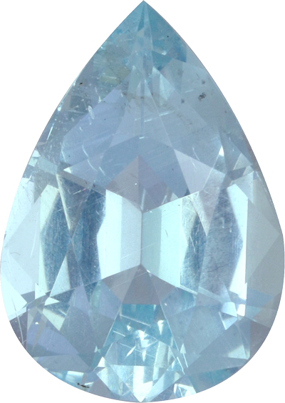 Pear cut aquamarine, 13.85 by 9.84 mm, shown at actual size