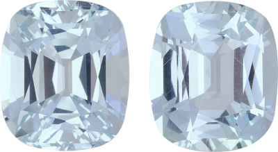 Cushion cut aquamarine, 14.28 by 12.2 mm, shown at actual size