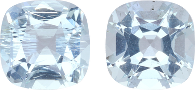 Cushion cut aquamarine, 9.28 by 9.33 mm, shown at actual size
