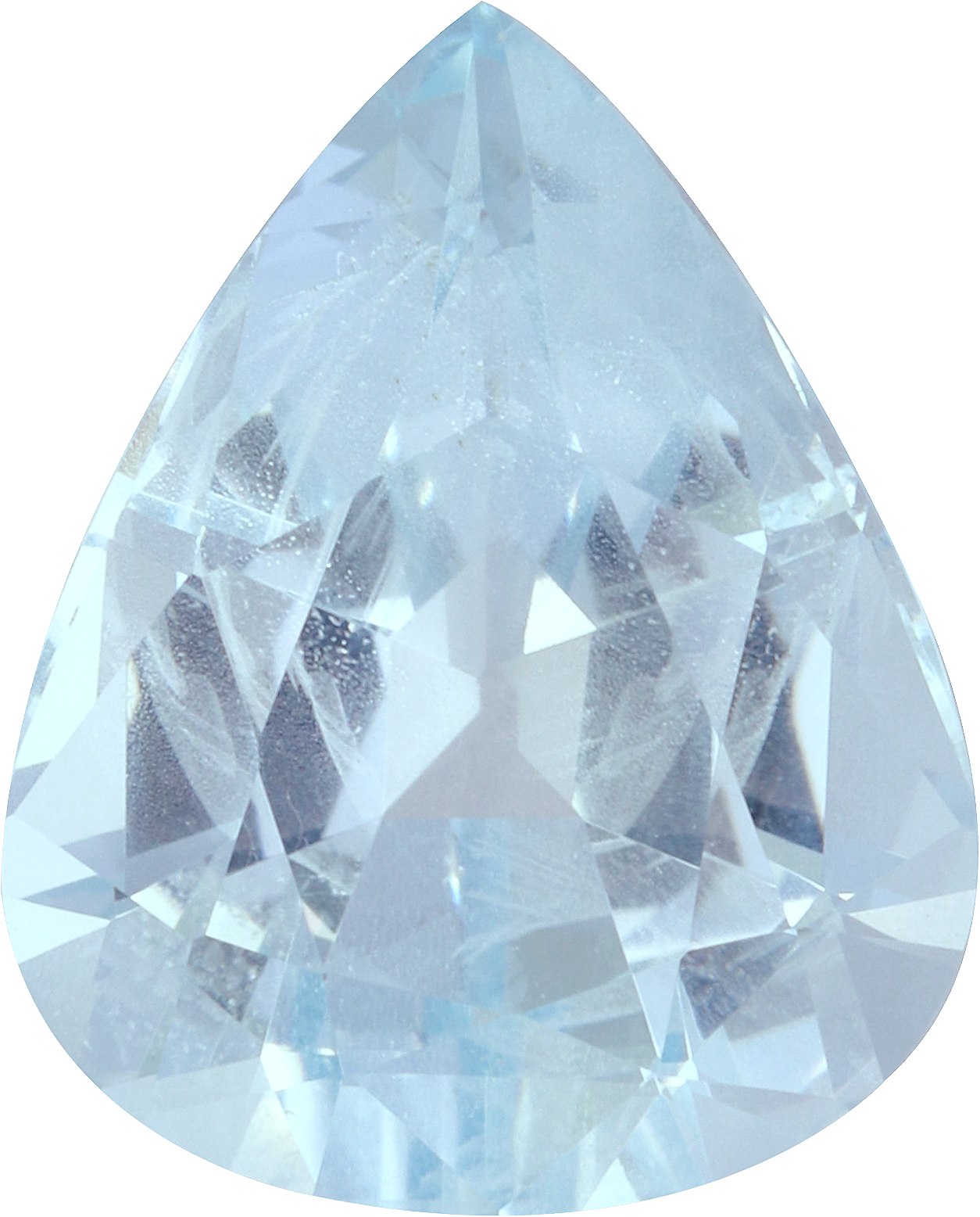 Pear cut aquamarine, 14.86 by 11.96 mm, shown at actual size