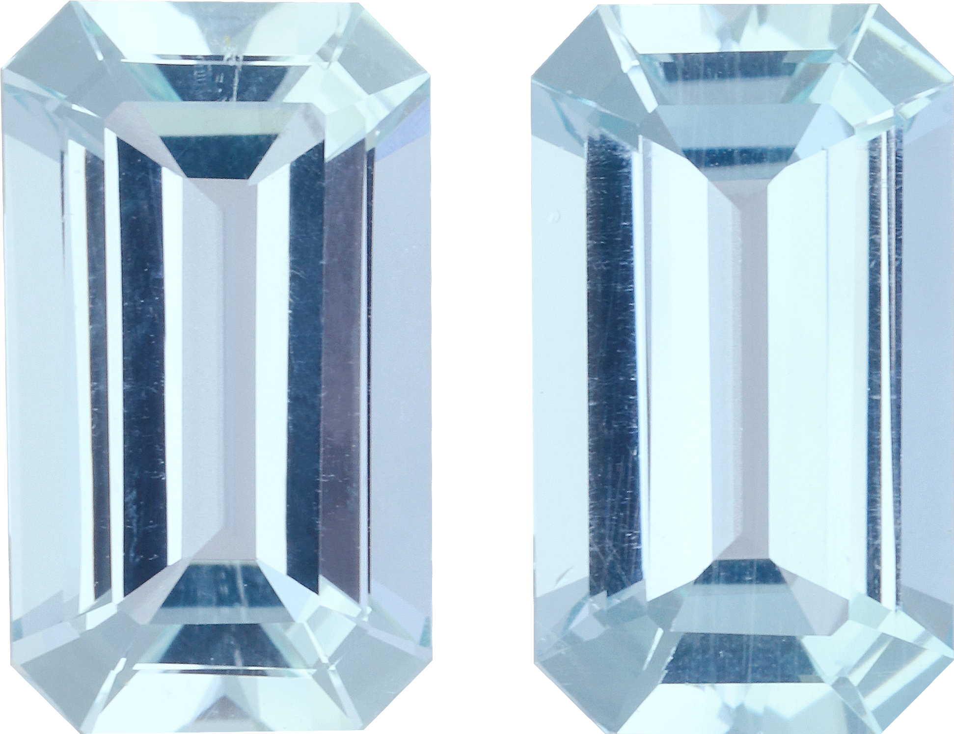 Rectangular cut aquamarine, 13.78 by 8 mm, shown at actual size