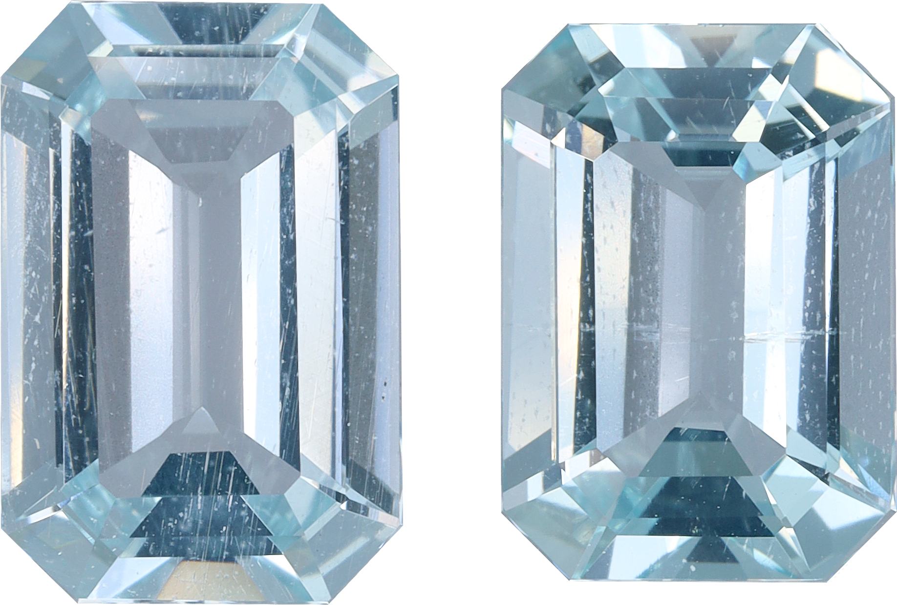 Rectangular cut aquamarine, 11 by 7.78 mm, shown at actual size