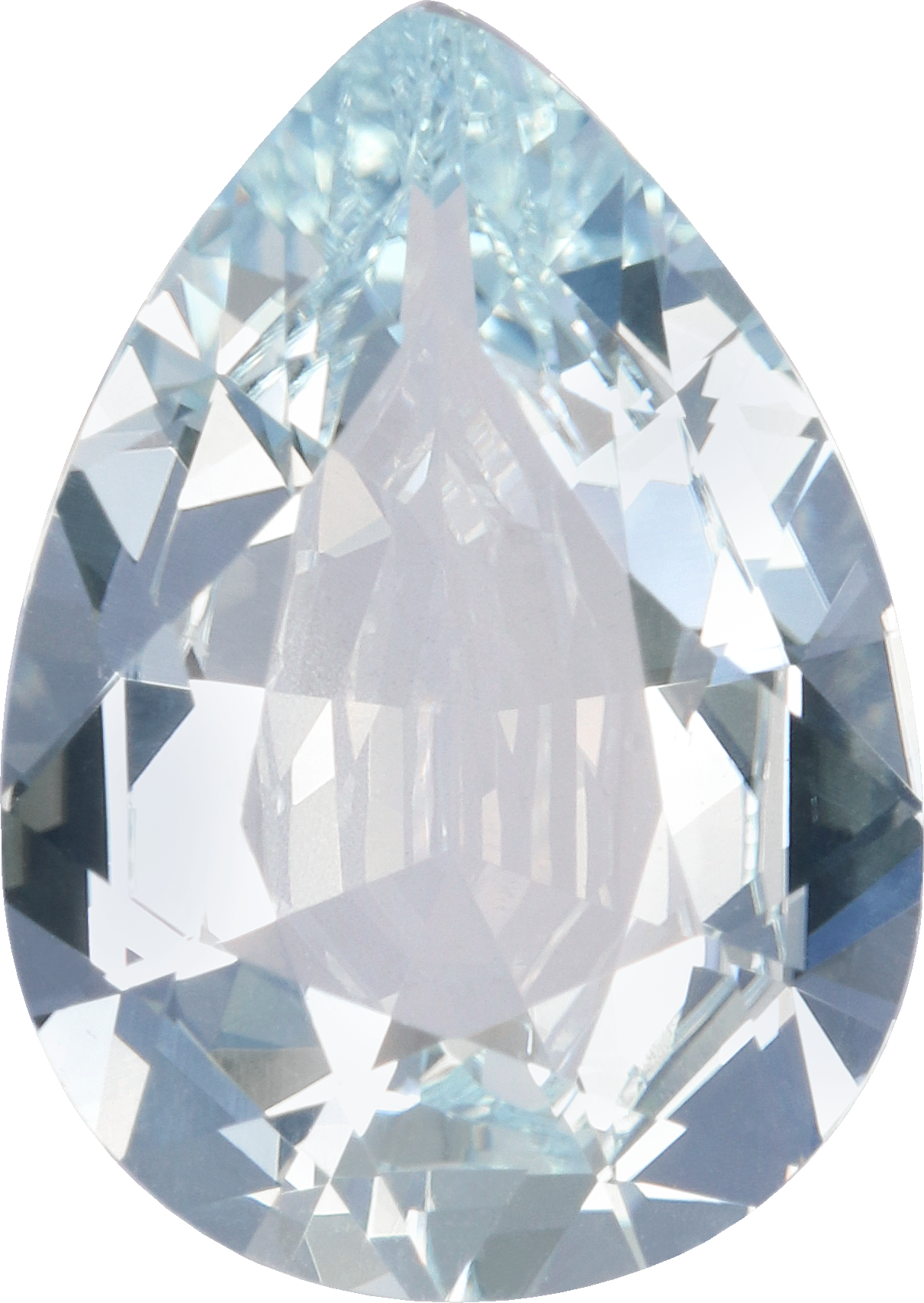 Pear cut aquamarine, 16.83 by 12.05 mm, shown at actual size